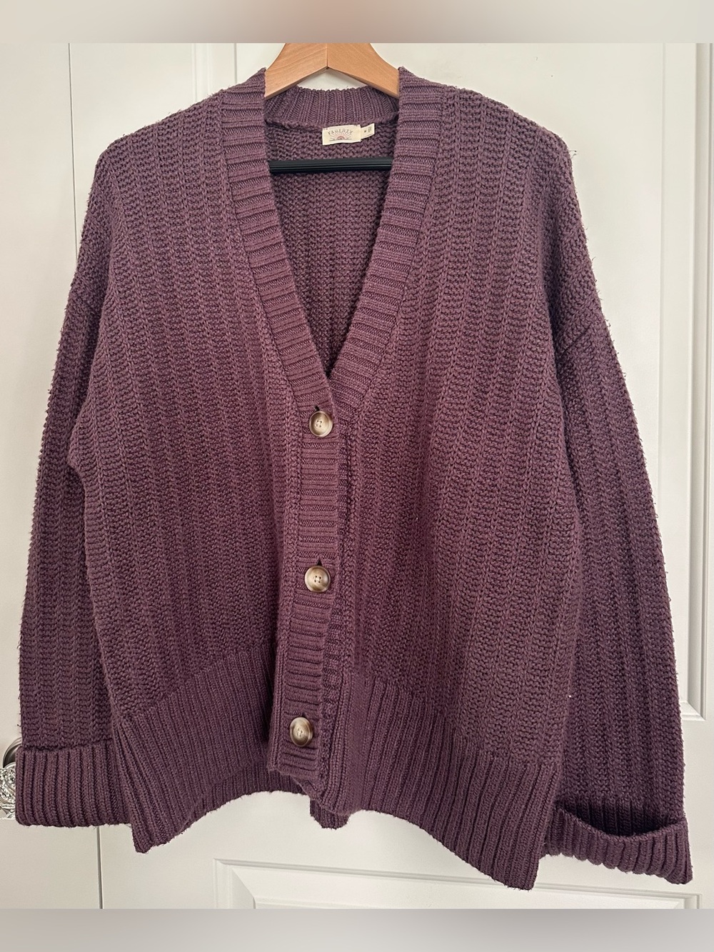 Faherty Heirloom Cotton Relaxed Cardigan Women’s M Huckleberry Plum Purple
